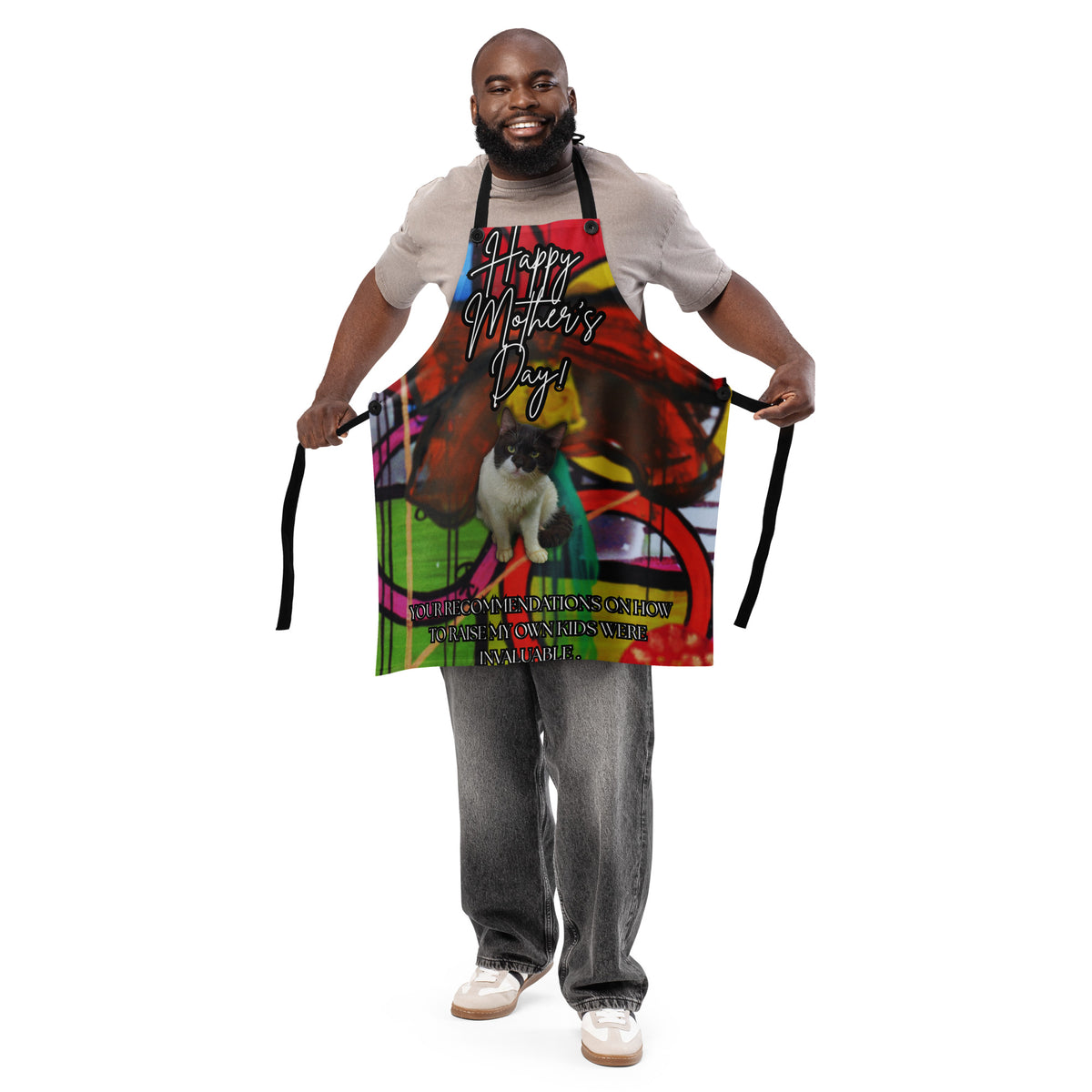 Streamside Blossom Cat Apron - Mother's Day Apron SUBLIMATION The DEEP Store