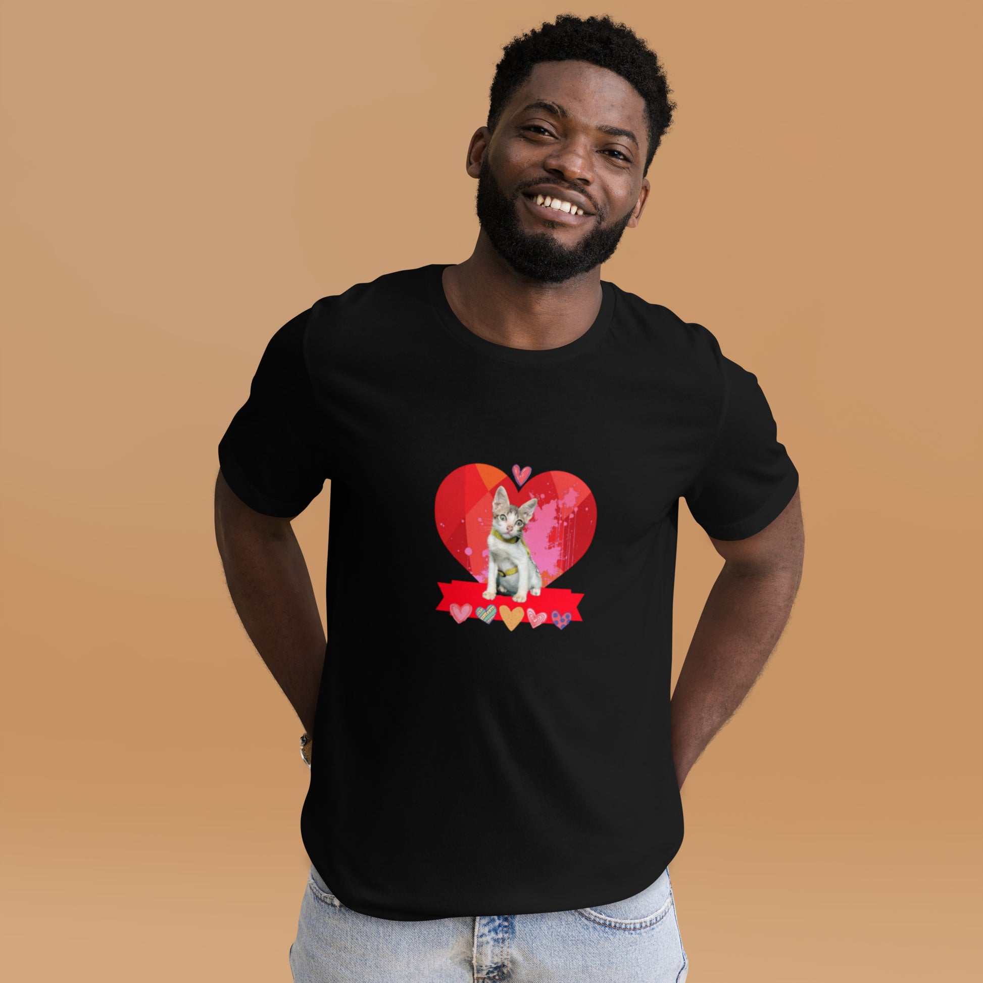 Unisex t-shirt Valentine Cat XII The DEEP Store Black XS