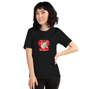 Unisex t-shirt Valentine Cat IV The DEEP Store Black XS