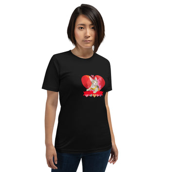 Unisex t-shirt Valentine Cat V The DEEP Store Black XS
