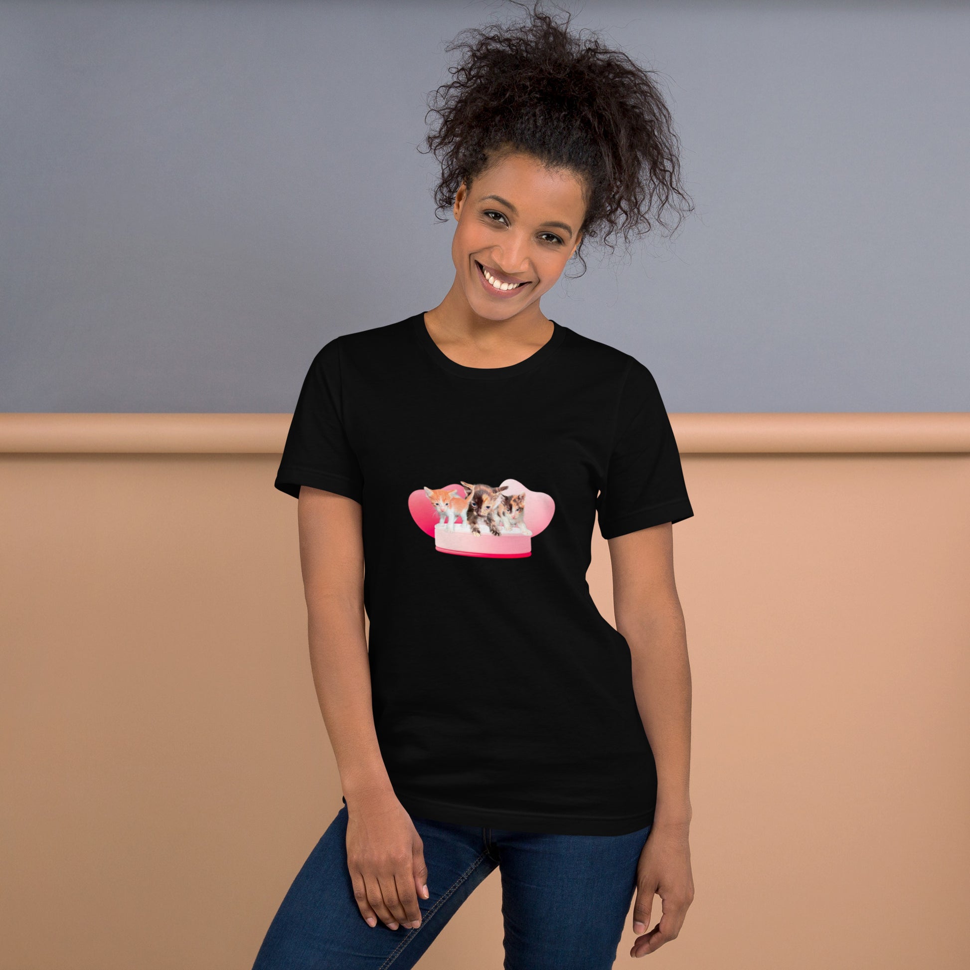 Unisex t-shirt Valentine Cat XIV The DEEP Store Black XS