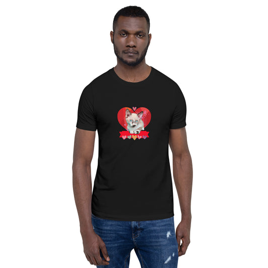 Unisex t-shirt Valentine Cat XIX The DEEP Store Black XS