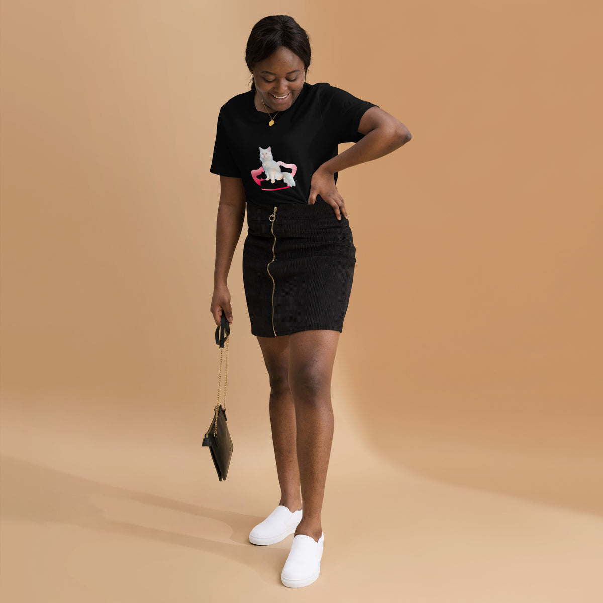 Unisex t-shirt Valentine Cat XX The DEEP Store Black XS