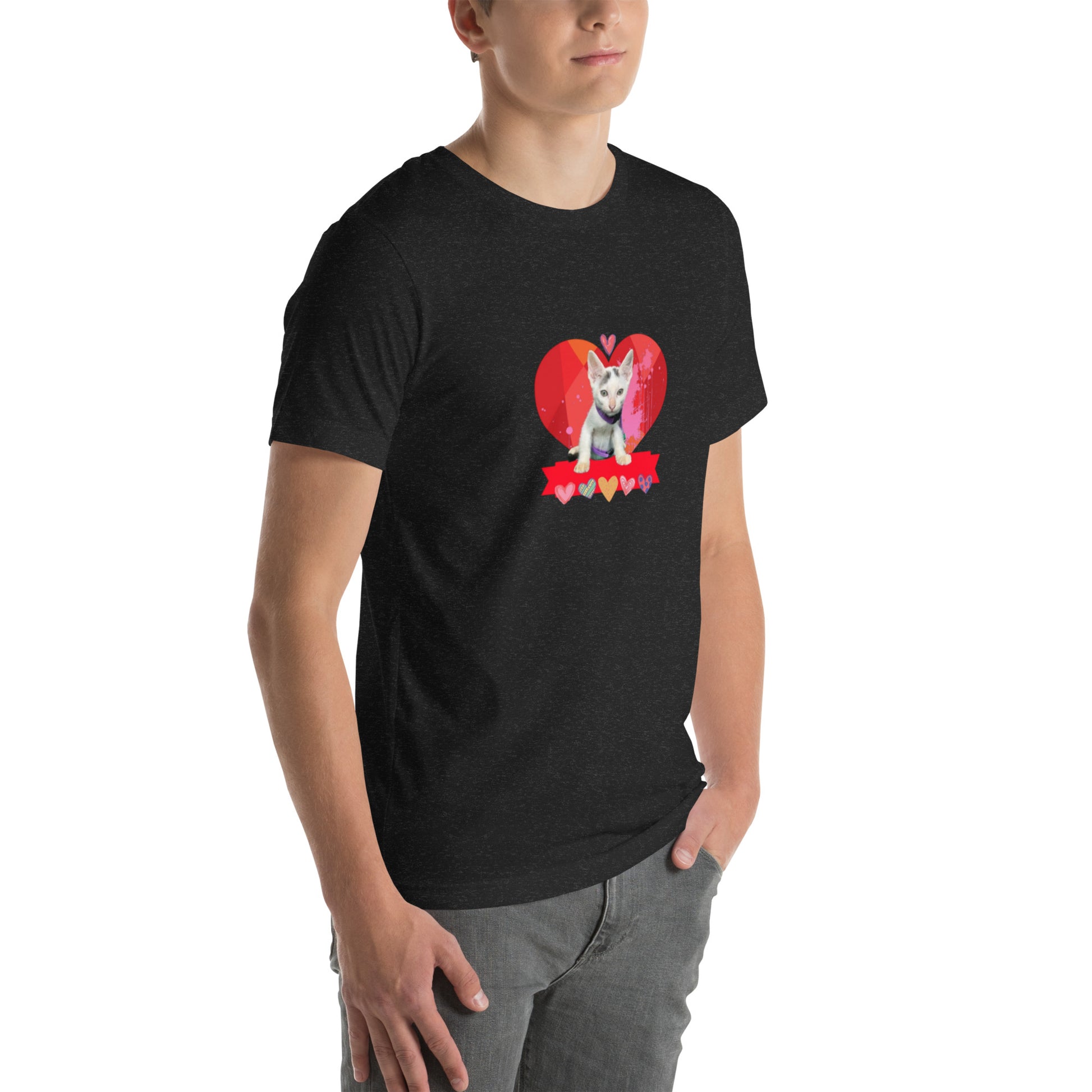 Unisex t-shirt Valentine Cat VIII The DEEP Store Black Heather XS
