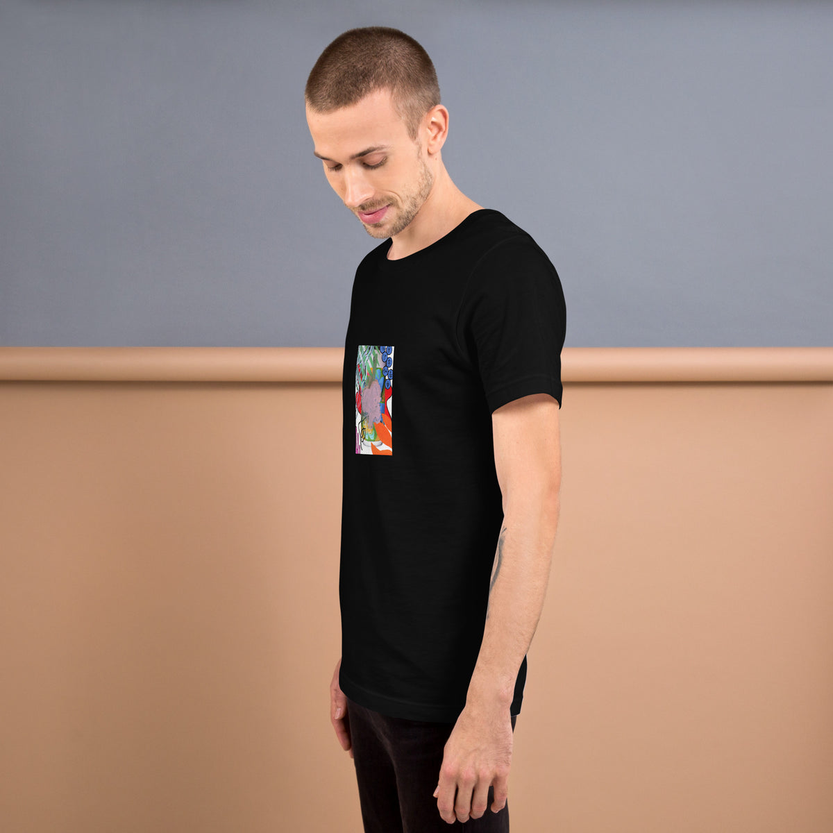 Glen Floral Unisex Black T-Shirt - Supports cat rescue The DEEP Store