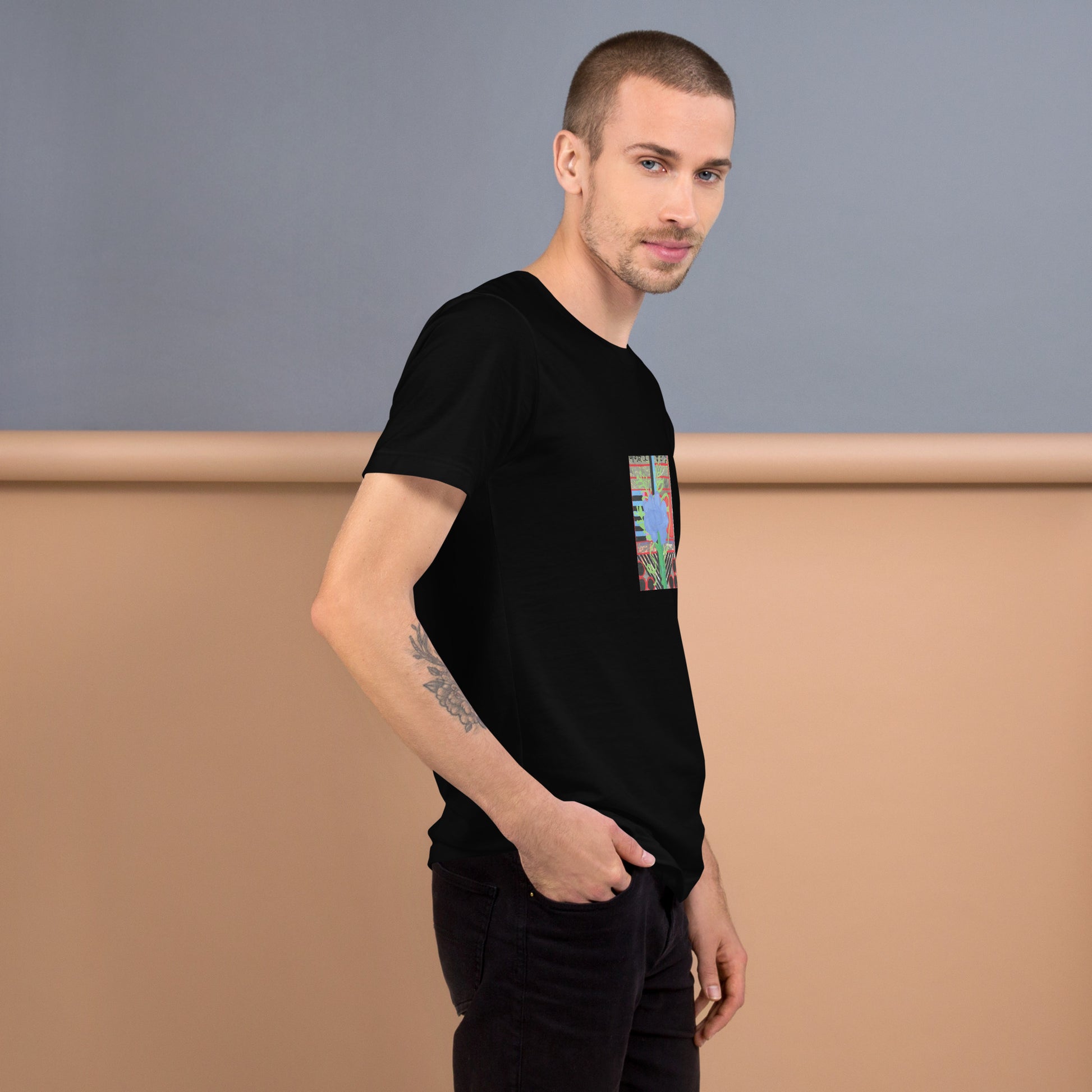Davis Floral Unisex t-shirt The DEEP Store Black XS