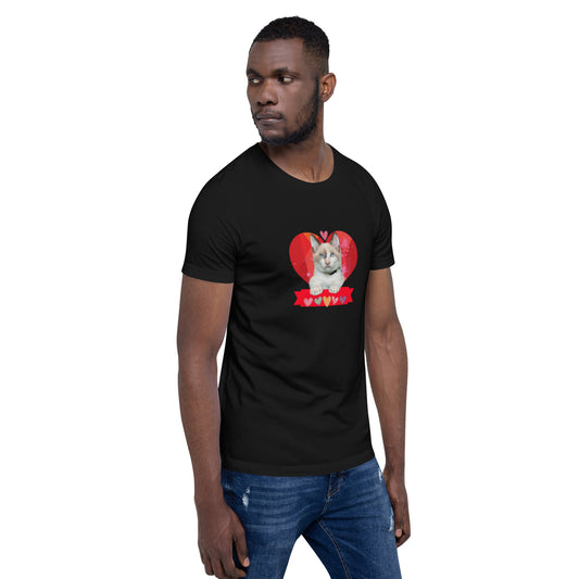 Unisex t-shirt Valentine Cat VII The DEEP Store Black XS