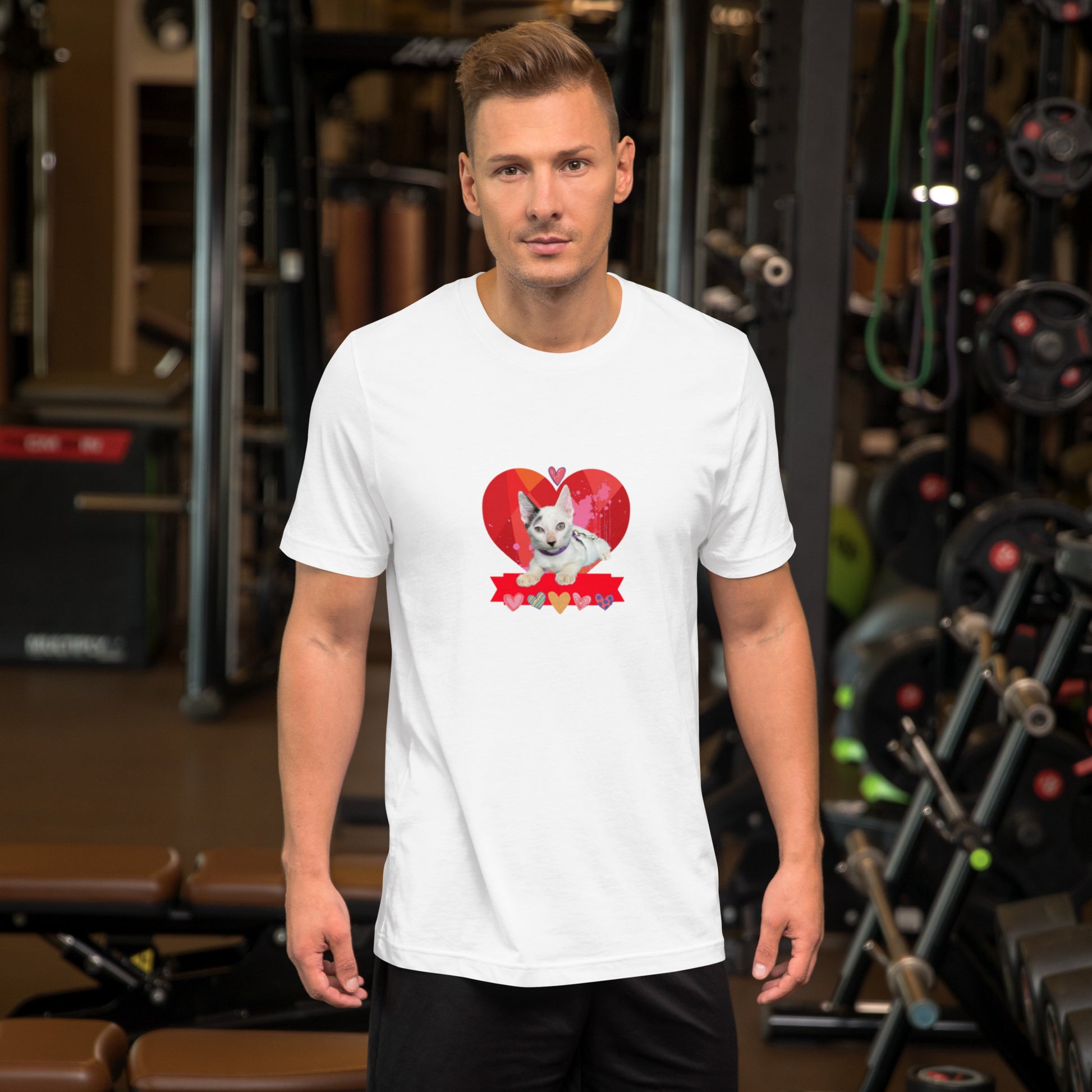Unisex t-shirt Valentine Cat II The DEEP Store White XS