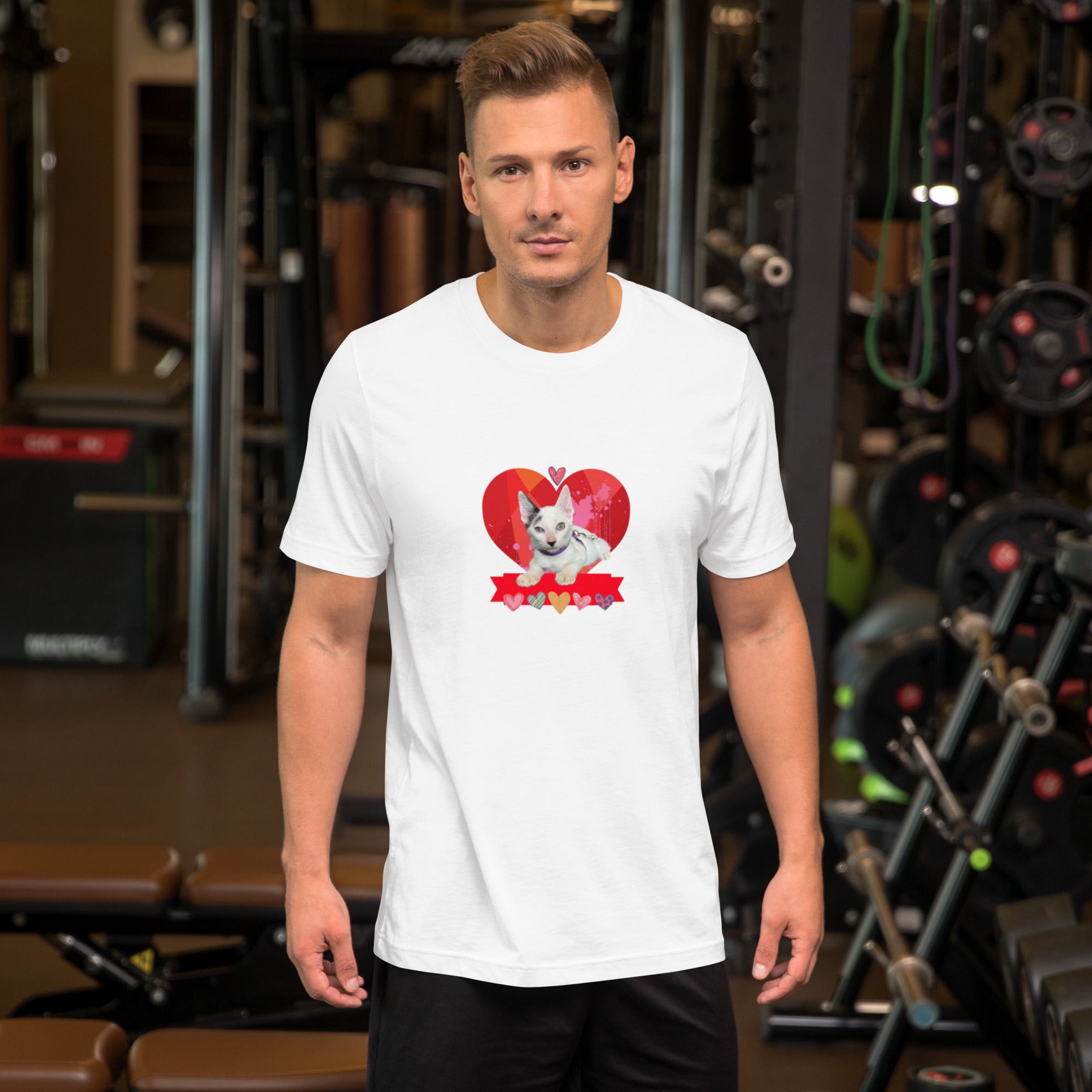 Unisex t-shirt Valentine Cat II The DEEP Store White XS