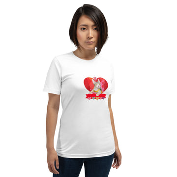 Unisex t-shirt Valentine Cat V The DEEP Store White XS