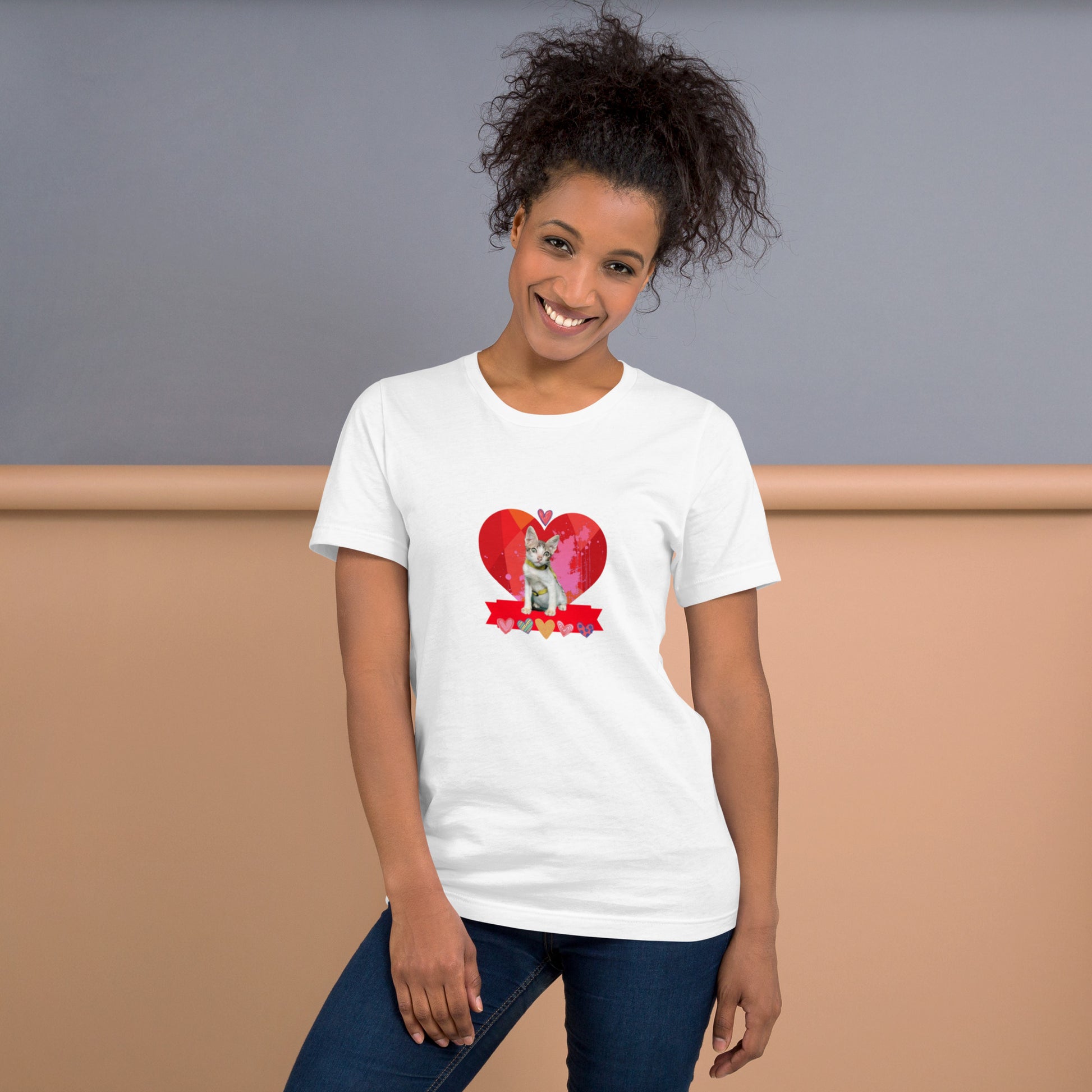Unisex t-shirt Valentine Cat XI The DEEP Store White XS
