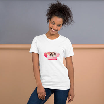 Unisex t-shirt Valentine Cat XIV The DEEP Store White XS
