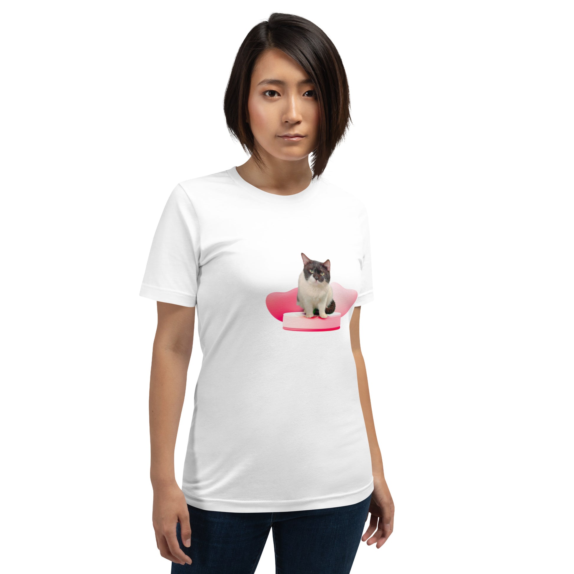 Unisex t-shirt Valentine Cat XV The DEEP Store White XS
