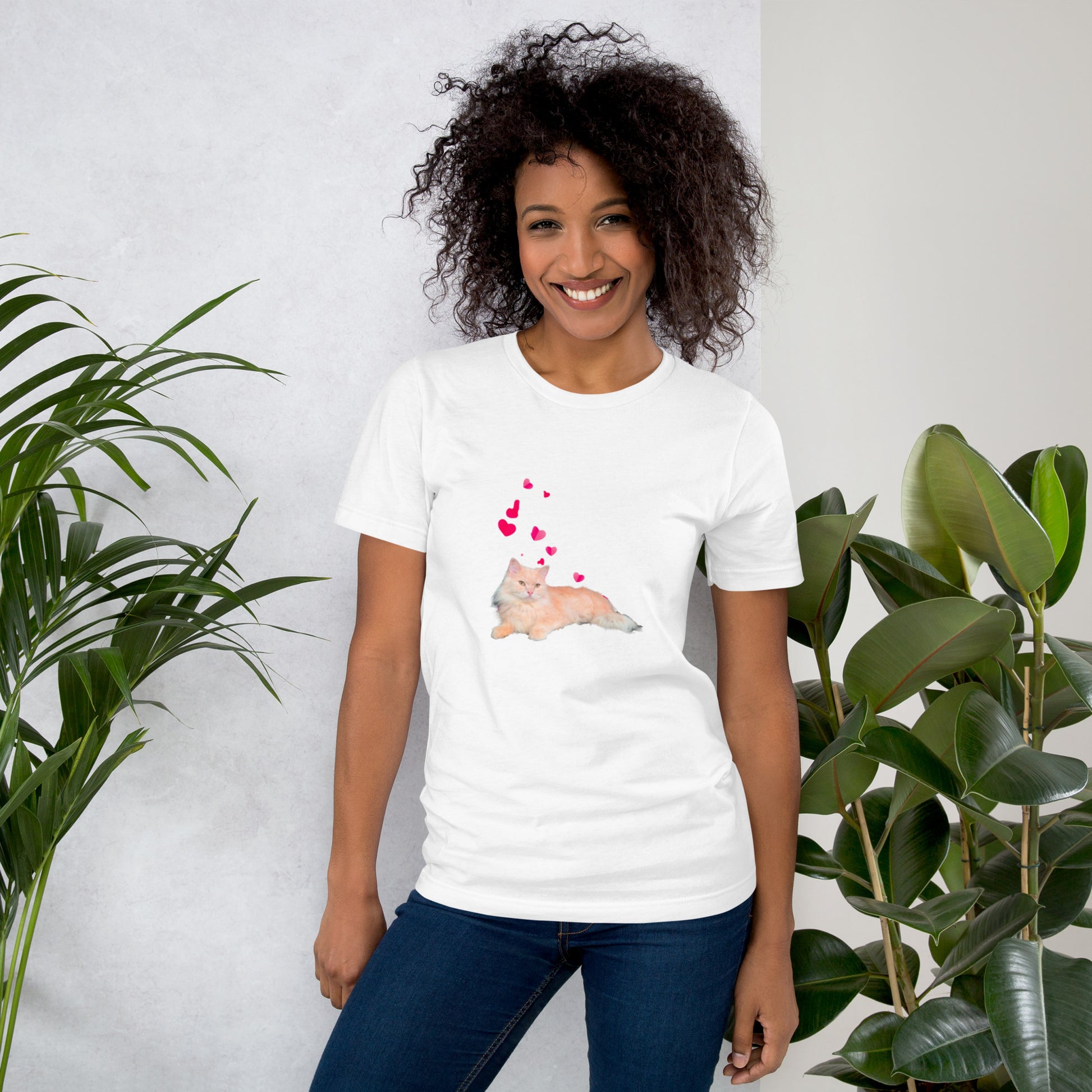 Unisex t-shirt Valentine Cat XVII The DEEP Store White XS