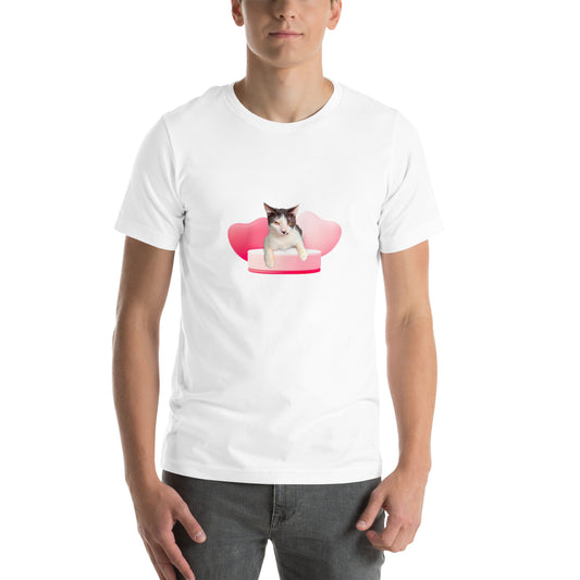 Unisex t-shirt Valentine Cat XVIII The DEEP Store White XS