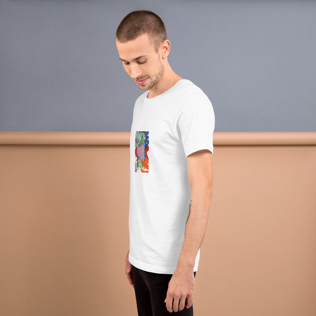 Glen Floral Unisex Black T-Shirt - Supports cat rescue The DEEP Store