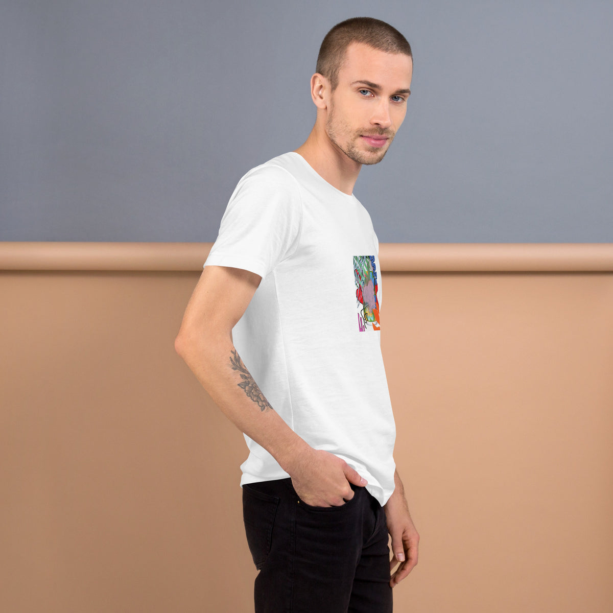 Glen Floral Unisex Black T-Shirt - Supports cat rescue The DEEP Store White XS