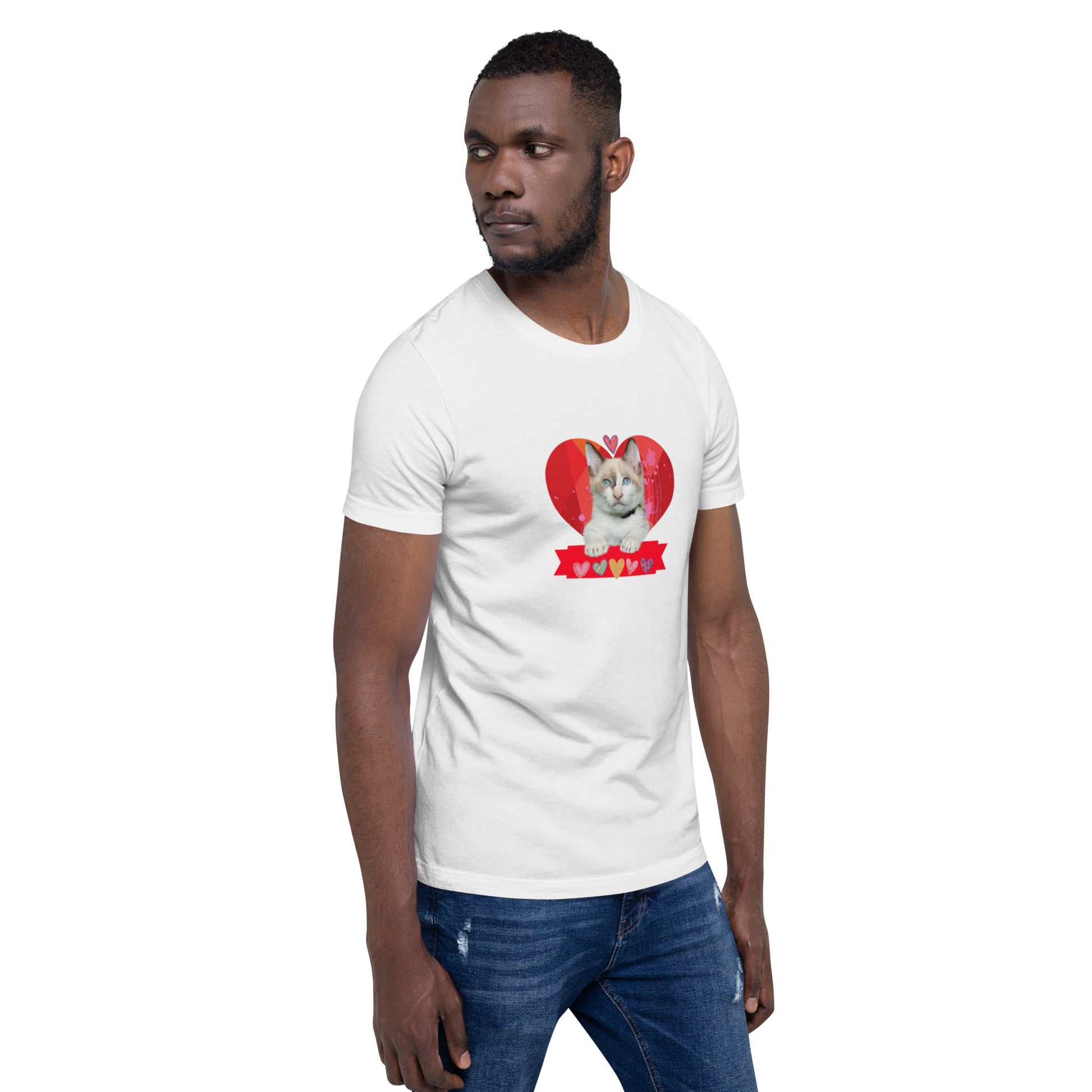 Unisex t-shirt Valentine Cat VII The DEEP Store White XS