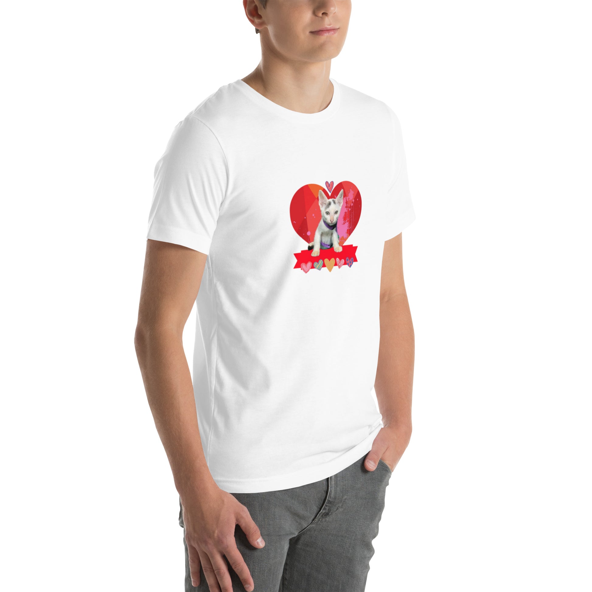 Unisex t-shirt Valentine Cat VIII The DEEP Store White XS