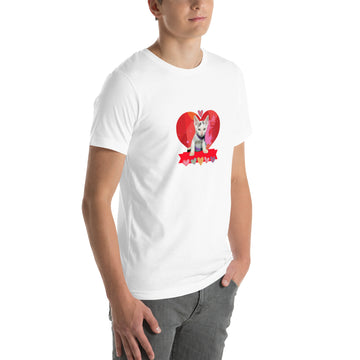 Unisex t-shirt Valentine Cat VIII The DEEP Store White XS