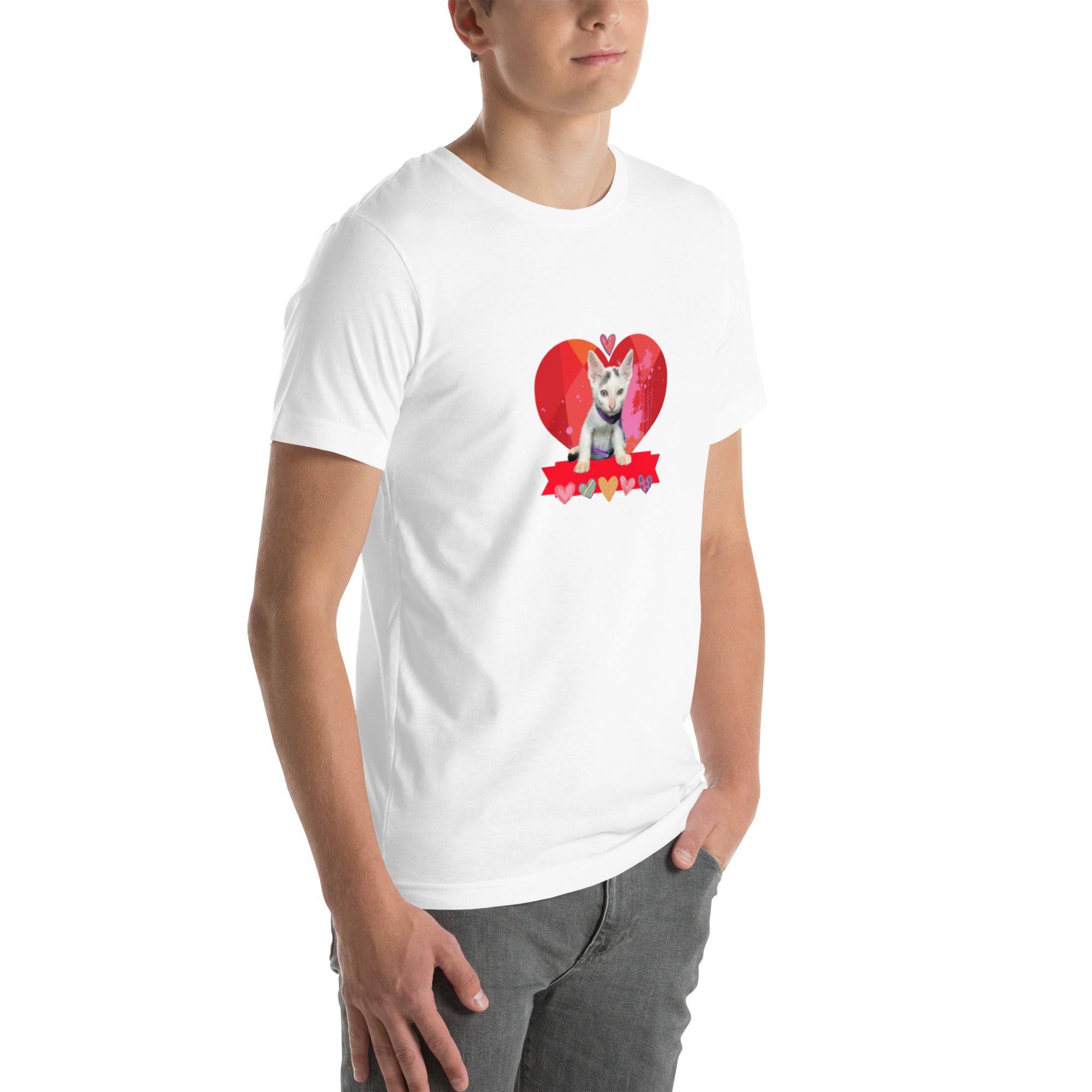Unisex t-shirt Valentine Cat VIII The DEEP Store White XS